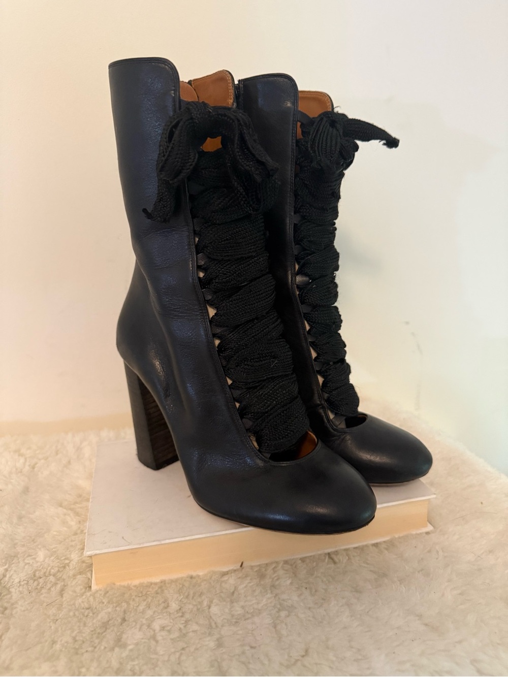 Chloe Black Lace-Up High Heel Ankle Boots Beautiful EU37 - Picture 3 of 13